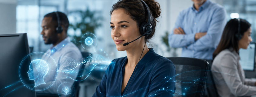 Conseillère en centre de contact utilisant des outils d’intelligence artificielle